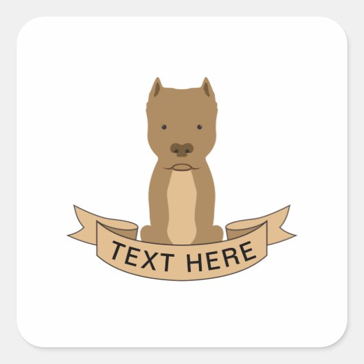 ピットブルリボンラベル スクエアシール (正面)