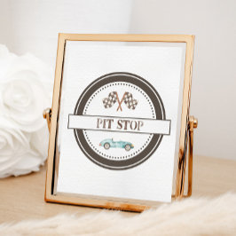 ピットブルーストップレースカーの標識 ポスター