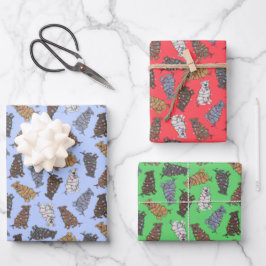 ピットブル休日紙吹雪 – 赤、青、緑 ラッピングペーパーシート