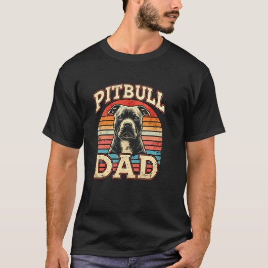 ピットブル好きのパパ、犬好きの父 Tシャツ (正面)