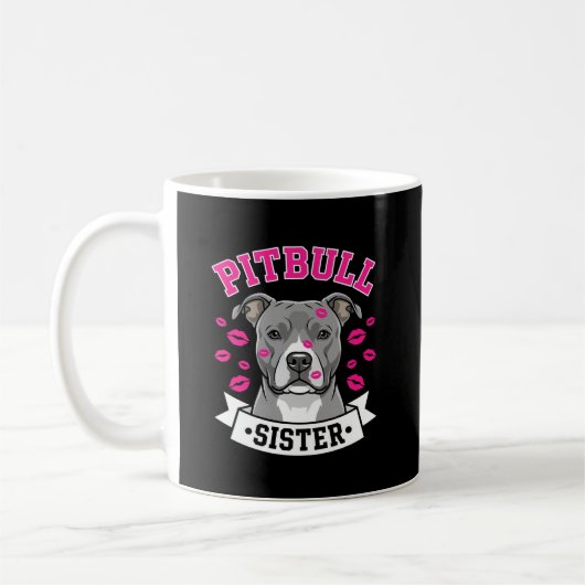 ピットブル姉妹愛犬家ベクター デザイン コーヒーマグカップ (左)