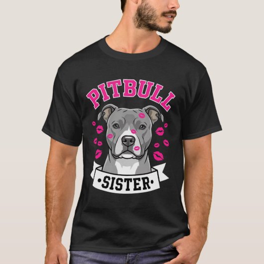 ピットブル姉妹愛犬家ベクター デザイン Tシャツ (正面)