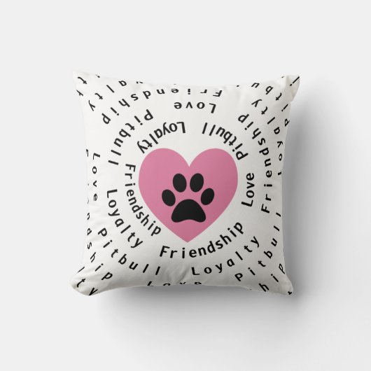 ピットブル愛友情のロイヤリティの渦巻 クッション (正面)