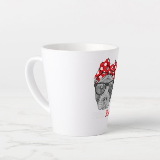 ピットブル愛犬家 – マザーズ用ピティママのシャツ カフェラテマグ (左アングル)