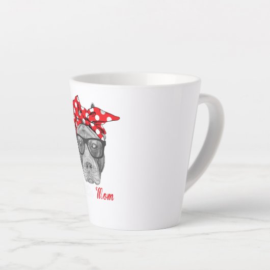 ピットブル愛犬家 – マザーズ用ピティママのシャツ カフェラテマグ (右アングル)