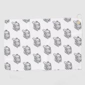 ピットブル手描きフォトドッグ動物愛好家 ゴルフタオル (横)