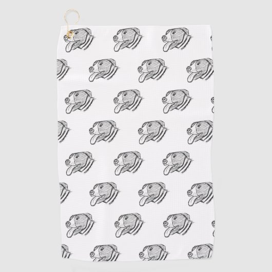 ピットブル手描きフォトドッグ動物愛好家 ゴルフタオル (正面)