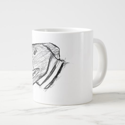 ピットブル手描きフォトドッグ動物愛好家 ジャンボコーヒーマグカップ (正面右)