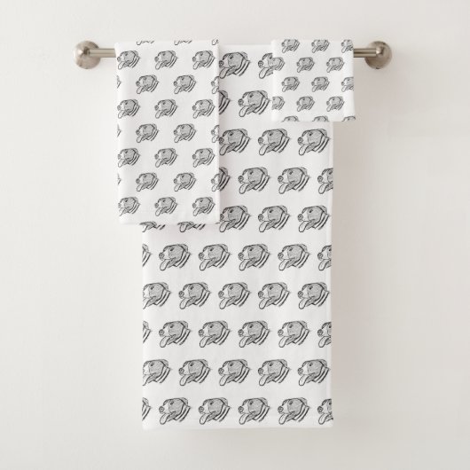 ピットブル手描きフォトドッグ動物愛好家 バスタオルセット (インサイチュ)