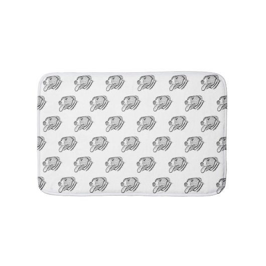 ピットブル手描きフォトドッグ動物愛好家 バスマット (正面)