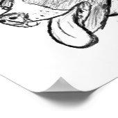 ピットブル手描きフォトドッグ動物愛好家 ポスター (角)