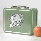 ピットブル手描きフォトドッグ動物愛好家 メタルランチボックス (インサイチュ)