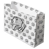 ピットブル手描きフォトドッグ動物愛好家 ラージペーパーバッグ (正面アングル)