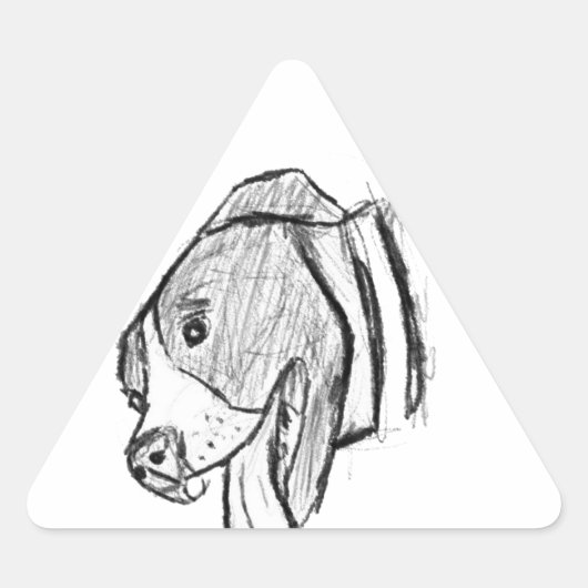 ピットブル手描きフォトドッグ動物愛好家 三角形シール (正面)