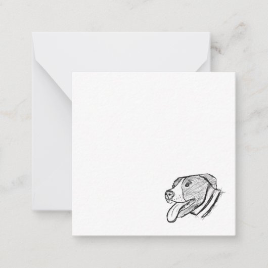 ピットブル手描き写真犬動物愛好家ポスター ノートカード (正面)