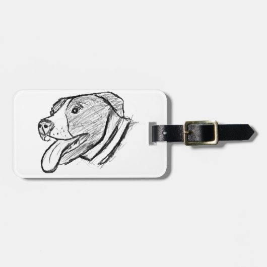 ピットブル手描き写真犬動物愛好家ポスター ラゲッジタグ (正面横)