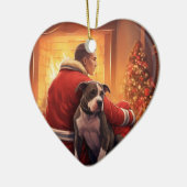 ピットブル消防士クリスマスギフト愛犬家 セラミックオーナメント (左)