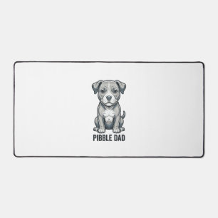 ピットブル父さんビンテージ風彫刻犬Tシャツデザイン_1 デスクマット