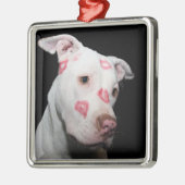 ピットブル犬のための愛の口紅のキス メタルオーナメント (左)
