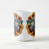 ピットブル犬のひまわり鮮やかに囲まれ コーヒーマグカップ (中央)