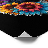 ピットブル犬のひまわり鮮やかに囲まれ ポスター (角)