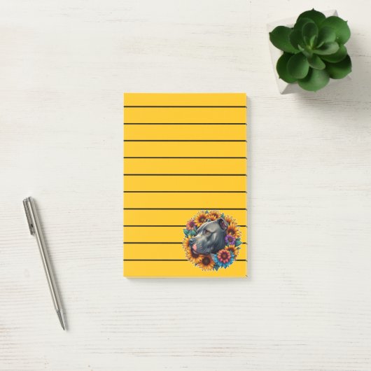 ピットブル犬のひまわり鮮やかに囲まれ ポストイット (オフィス)