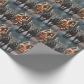 ピットブル犬のクリスマス雪の休日 ラッピングペーパー (角)