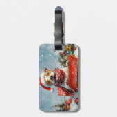 ピットブル犬のソリで雪のクリスマス ラゲッジタグ (裏面縦)