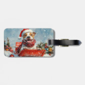 ピットブル犬のソリで雪のクリスマス ラゲッジタグ (裏面横)