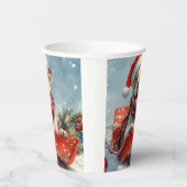 ピットブル犬のソリで雪のクリスマス 紙コップ (右)