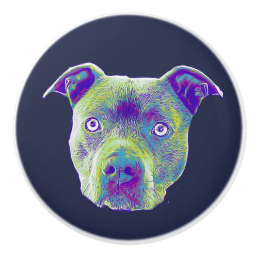 ピットブル犬の陶磁器の引出しのノブの引き セラミックノブ (正面)