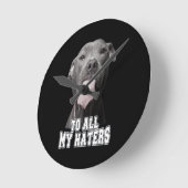 ピットブル犬は私の嫌いな人に ラウンド壁時計 (傾斜)