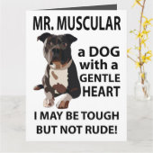 ピットブル犬動物挨拶 カード (黄色い花)