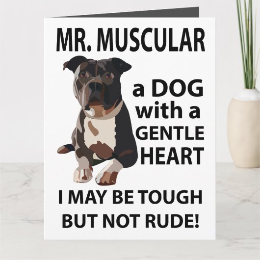 ピットブル犬動物挨拶 カード (正面)
