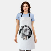 ピットブル犬顔 エプロン (着用した状態)