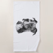 ピットブル犬顔 ビーチタオル (正面)