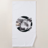 ピットブル犬顔 ビーチタオル (正面)