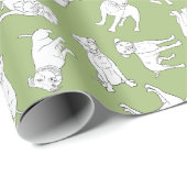ピットブル紙吹雪セージ転がグリーン ラッピングペーパー (ロールコーナー)