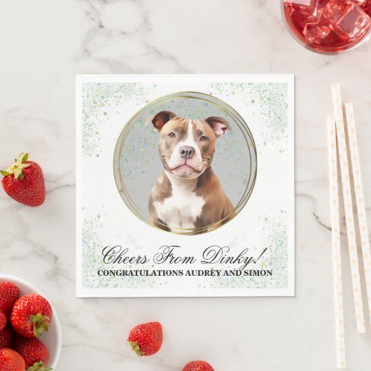 ピットブル結婚式ナプキン 犬の写真入り スタンダードランチョンナプキン (インサイチュ)