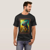 ピットブル絵画のヒマワリ母の女性フローラ Tシャツ (正面フル)