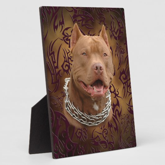 ピットブル茶色の部族の刺青 フォトプラーク (側面)