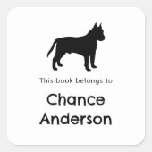 ピットブル蔵書票シール スクエアシール (正面)