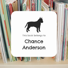 ピットブル蔵書票シール スクエアシール