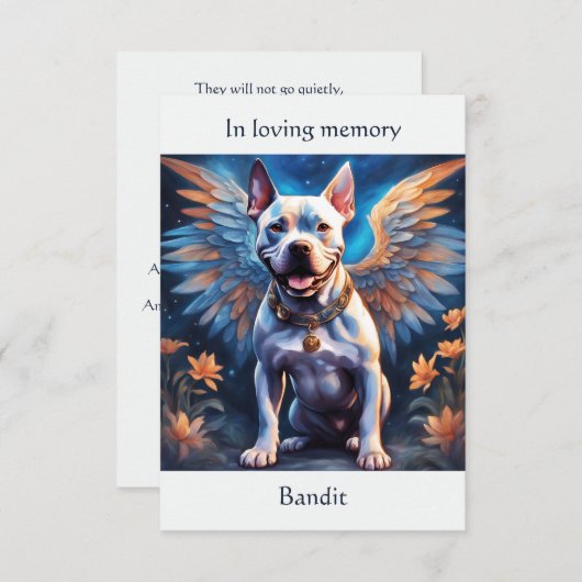 ピットブル記念詩名前をカスタムする悔やみや弔慰 サンキューカード (正面/裏面)