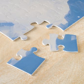 ピットブル走ドッグの雪とクリスマスハット ジグソーパズル (側面)