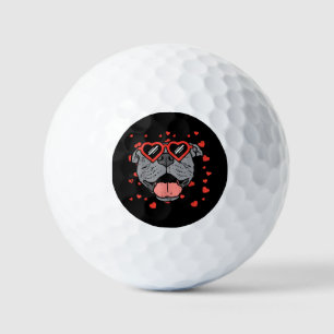ピットブル顔ハートグラスヴァレンティーンズデイペットドッグ ゴルフボール