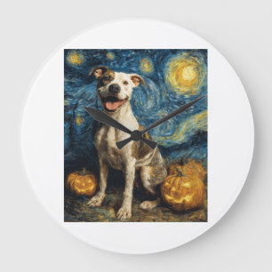 ピットブル かわいい 犬 ハロウィン かぼちゃ ラージ壁時計