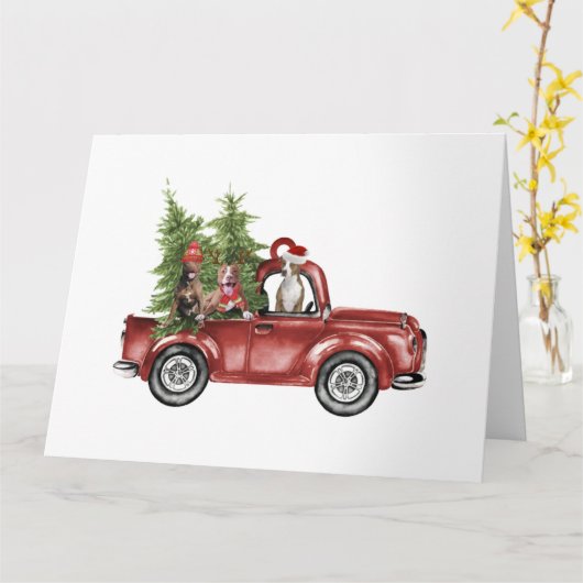 ピットブル カー クリスマス オーナメント 面白い クリスマス プレゼント カード (黄色い花)