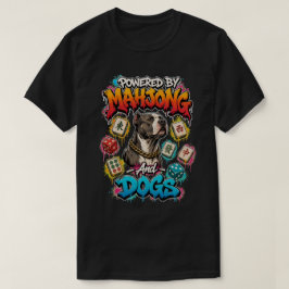  ピットブル・ドッグと麻雀タイルのストリートアート  Tシャツ