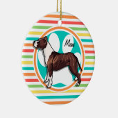 ピットブル、明るいレインボーストライプズ セラミックオーナメント (右)